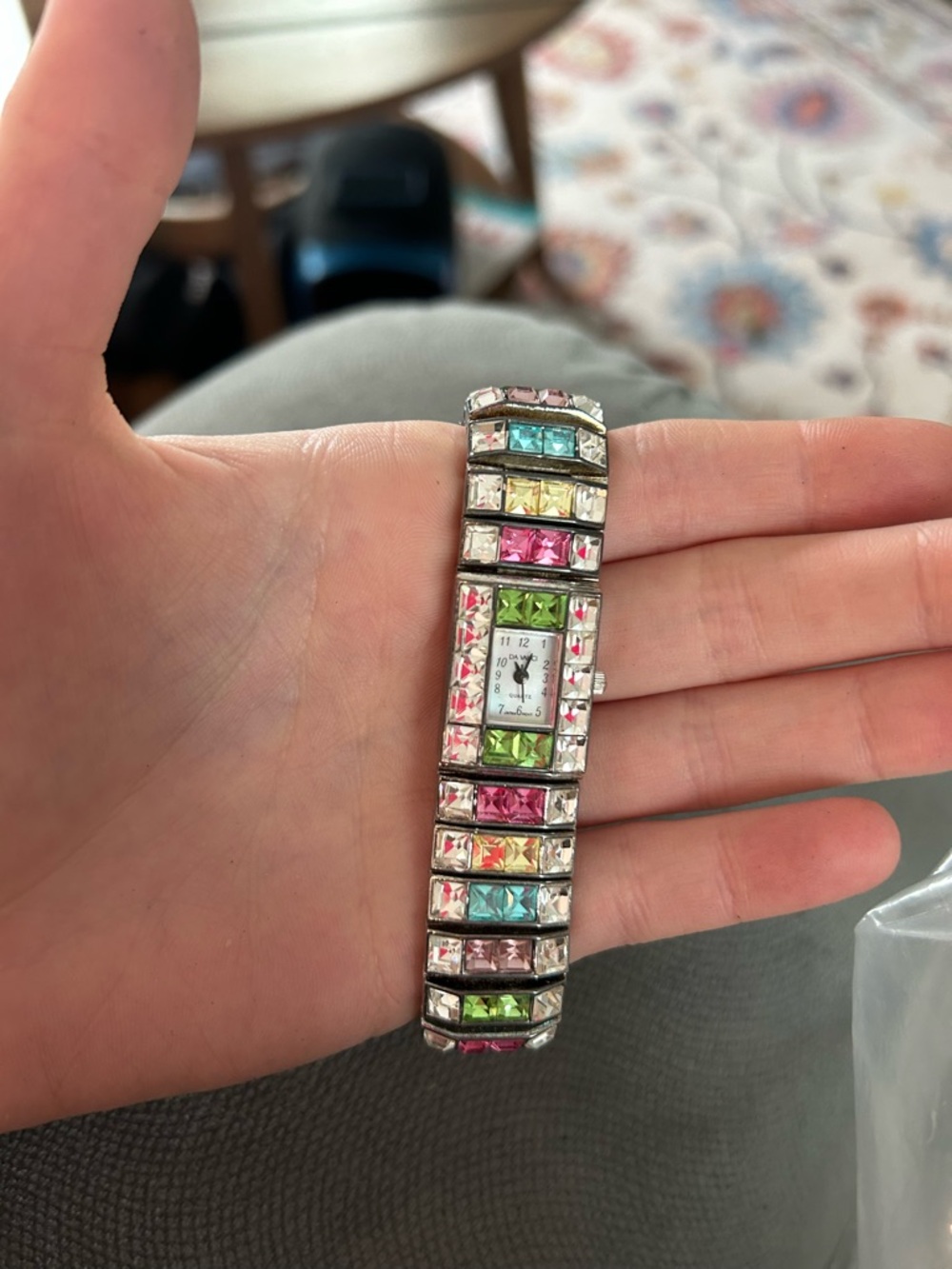 DaVinci Multicolor Crystal Stretch Bracelet Watch